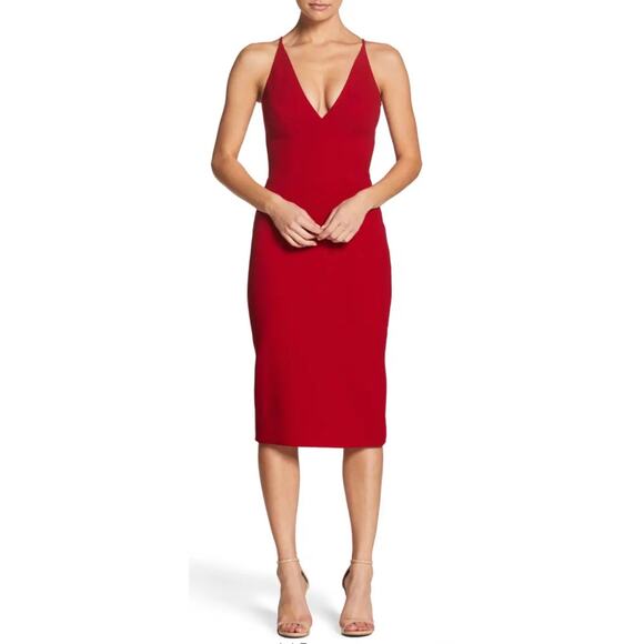 Dress The Population Anita Crepe Cocktail Dress in Garnet Red, XXL - Picture 2 of 15